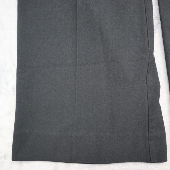 Casual Pants Women 8 Black Plain Petite Mid Rise Flat Front Wide Leg Dress Pants - Picture 12 of 16